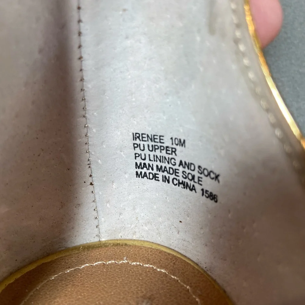 Steve Madden Irenee Gold Ankle Strap Dress Sandals 2” Block‎ Heels Size 10